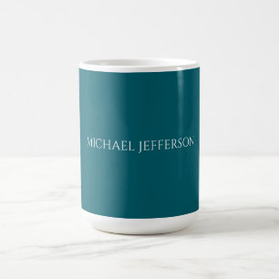 Own Name Plain Dark Teal Color Personalized Custom Coffee Mug