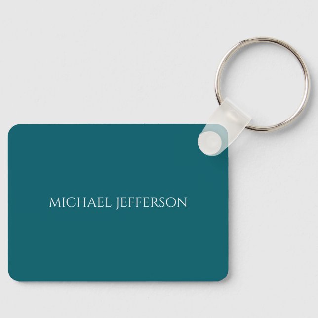 Own Name Plain Dark Teal Color Personalized Custom Keychain (Front)