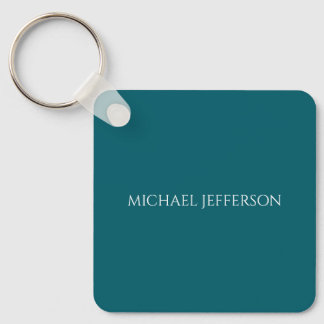 Own Name Plain Dark Teal Color Personalized Custom Keychain