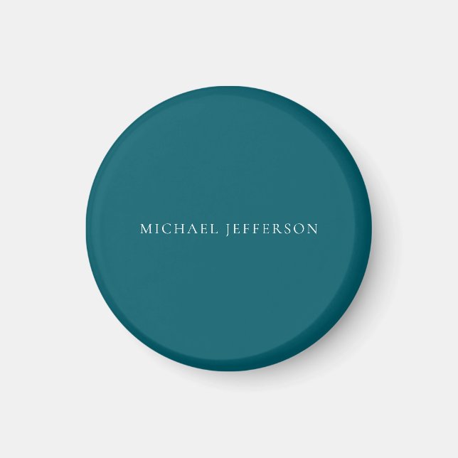 Own Name Plain Dark Teal Color Personalized Custom Magnet (Front)