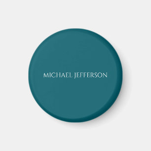 Own Name Plain Dark Teal Color Personalized Custom Magnet