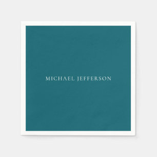 Own Name Plain Dark Teal Color Personalized Custom Napkins