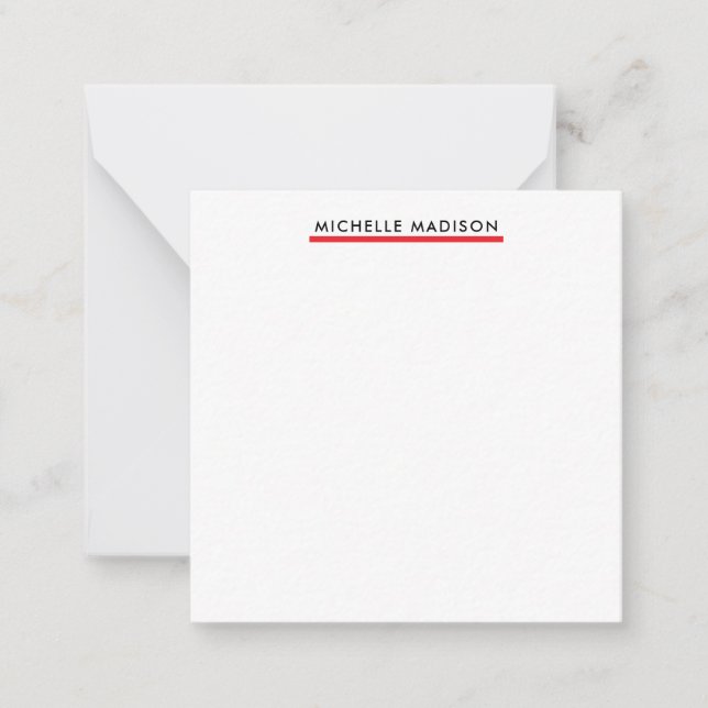 Own Name Trendy Minimalist Professional Plain Note Card (Front)