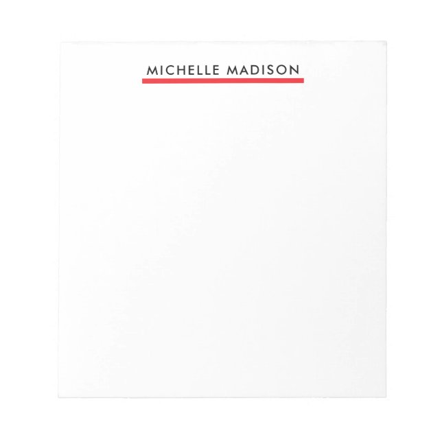 Own Name Trendy Minimalist Professional Plain Notepad (Front)