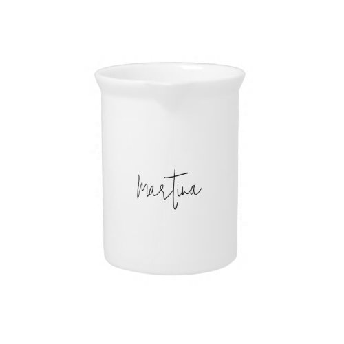 Own Name Unique Elegant Plain Simple Calligraphy Beverage Pitcher