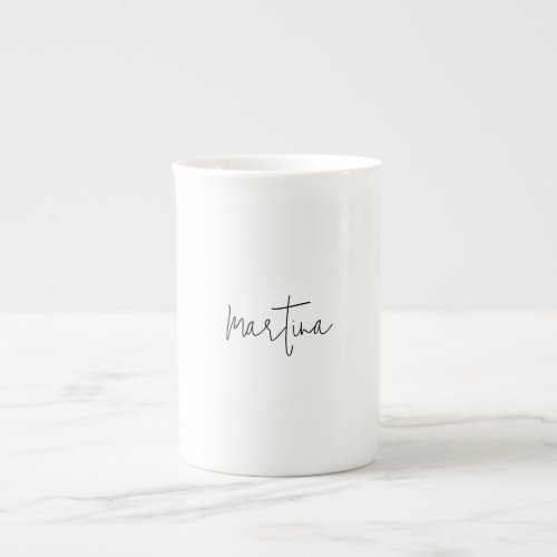 Own Name Unique Elegant Plain Simple Calligraphy Bone China Mug