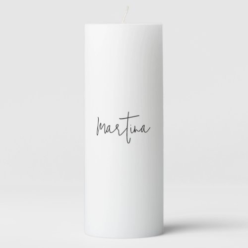 Own Name Unique Elegant Plain Simple Calligraphy Pillar Candle