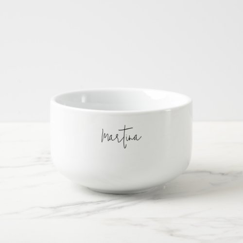Own Name Unique Elegant Plain Simple Calligraphy Soup Mug