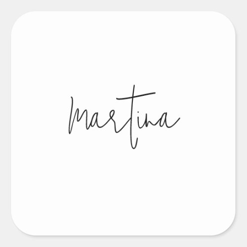 Own Name Unique Elegant Plain Simple Calligraphy Square Sticker