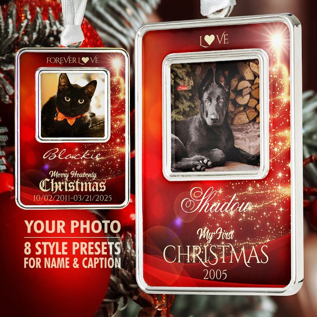Own Pet Photo Keepsake Christmas Tree Decor, Red - Ornament (Creator Uploaded)