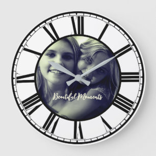 Own Photo in Circle Roman Number Large Clock