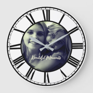 Own Photo in Circle Roman Number Large Clock