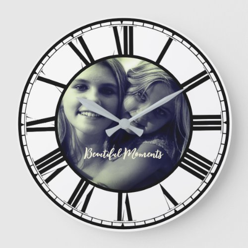 Own Photo in Circle Roman Number Large Clock
