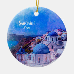 Own Photo Santorini 2 sided Unique Modern Art Ceramic Ornament