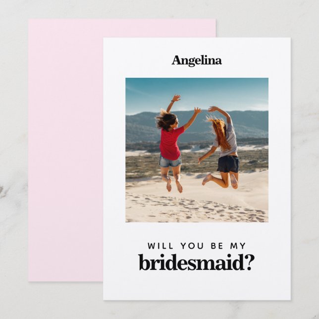 Own photo Simple Elegant Bridesmaid Proposal Card (Front/Back)