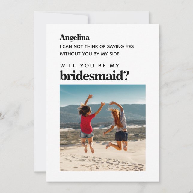 Own photo Simple Elegant Bridesmaid Proposal Card (Front)