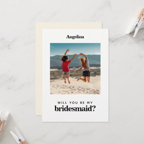 Own photo Simple Elegant Bridesmaid Proposal Card