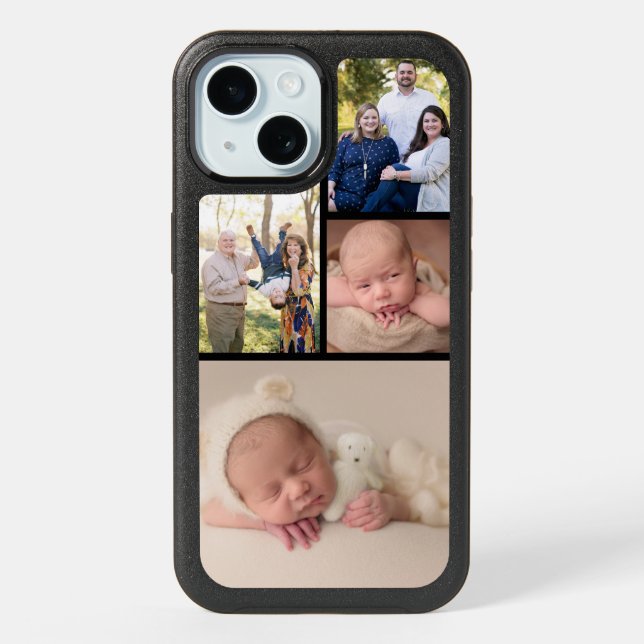Own Photos Collage Family Pictures Modern iPhone 15 Case (Back)