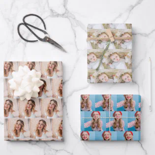 own photos pattern personalised family  wrapping paper sheets