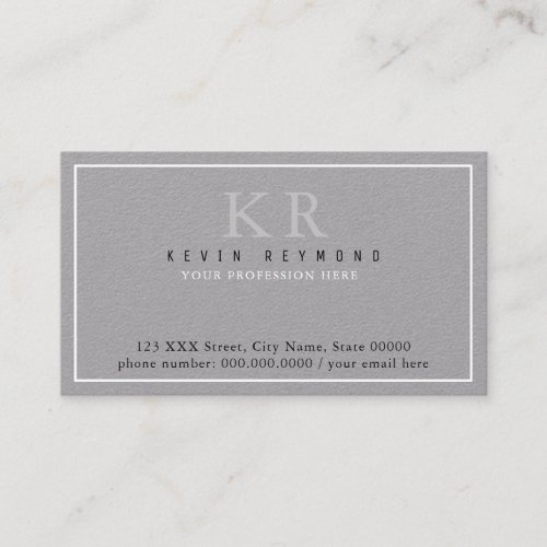 own simple  minimalist basic gray presentation business card