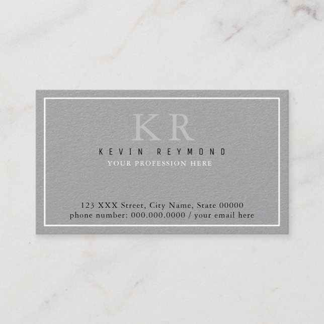 own simple & minimalist basic gray presentation business card (Front)