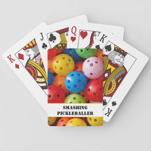 Own text Colorful pickleballs  Playing Cards