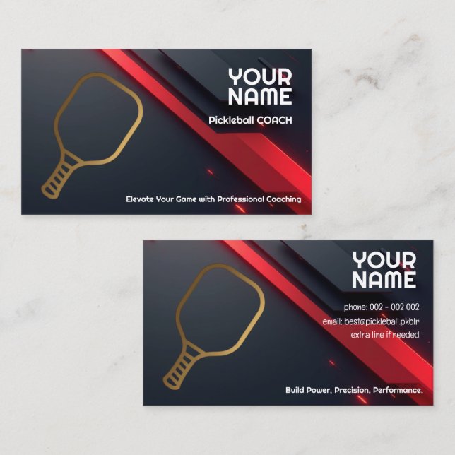 Own text, Precision Play Pickleball Coach Business Card (Front/Back)