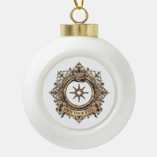 Own Your Fate Vintage Snake Gothic Christmas Ornam Ceramic Ball Christmas Ornament