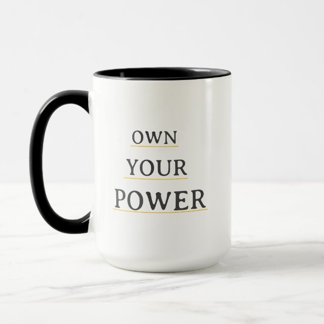 Own Your Power Minimal Typography | Motivational Q Mug (Left)