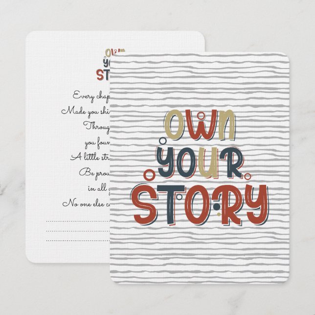 Own Your Story – Inspirational Typography Design Note Card (Front/Back)
