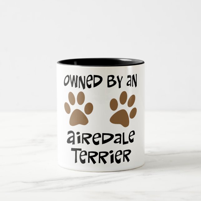 Owned By An Airedale Terrier Two-Tone Coffee Mug (Center)