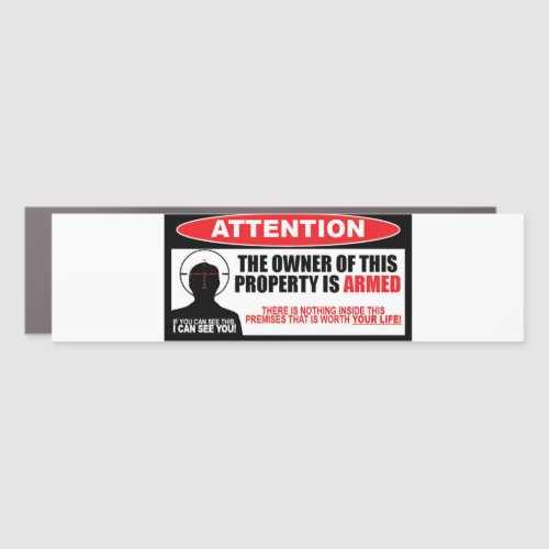 Owner Armed Warning 2nd Amendment Bumper Sticker Car Magnet