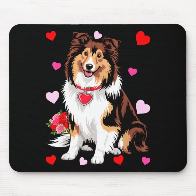 Owner Mom Dad Sheltie Dog Lover Valentines Day  Mouse Pad (Front)