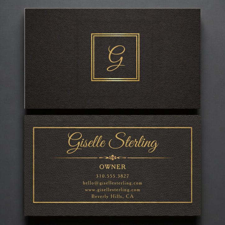 Owner Monogrammed Gold Black Professional Business Card