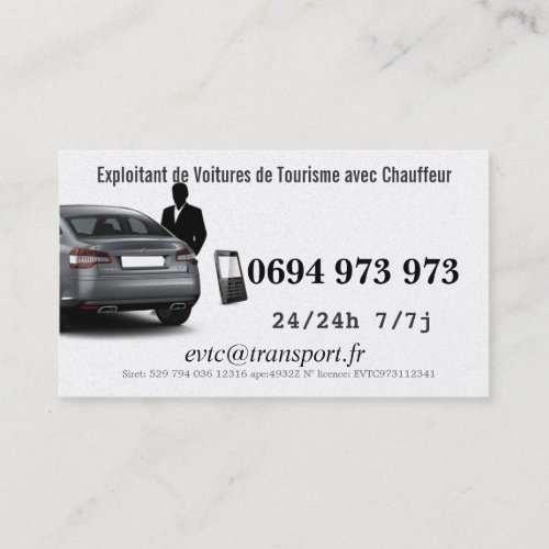 Owner of Private cars with Driver Business Card Template