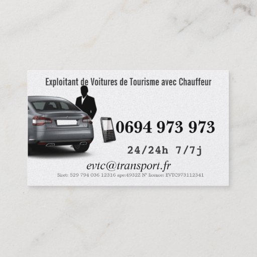Customizable Owner of Private cars with Driver Business Card Template