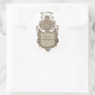 Ownership Bookplate Ex Libris Coat of Arms