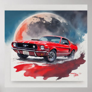 Owning a piece of a red Ford Mustang GT! Poster