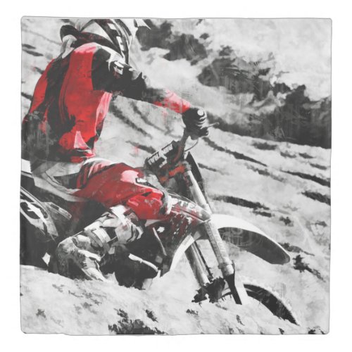 Owning The Mountain  _  Motocross Dirt_Bike Racer Duvet Cover