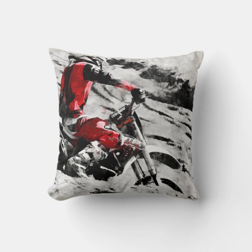 Owning The Mountain  _  Motocross Dirt_Bike Racer Throw Pillow