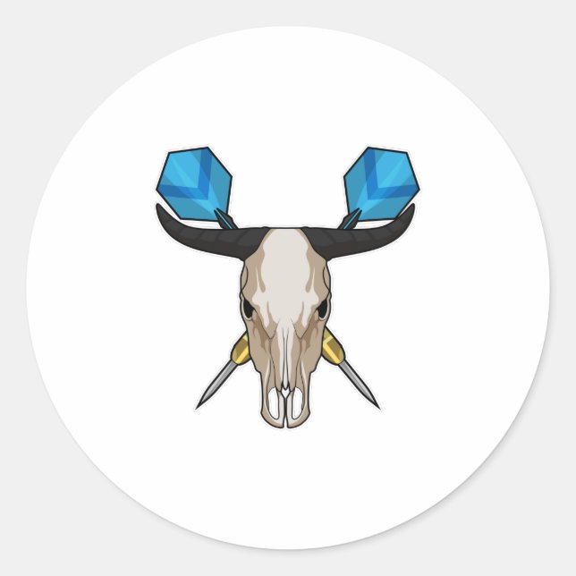 Ox at Darts with Dart Classic Round Sticker (Front)