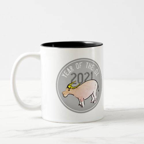 Ox cartoon Chinese New Year 2021 two_tone mug