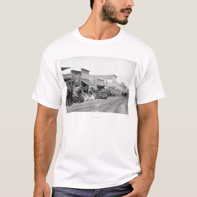 Ox Teams along Main Street of Sturgis Photograph T-Shirt (Front)
