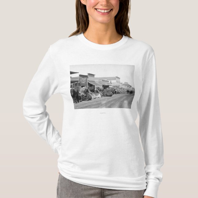 Ox Teams along Main Street of Sturgis Photograph T-Shirt (Front)