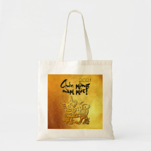 Ox Year custom Y Greeting in Vietnamese Gold TB Tote Bag