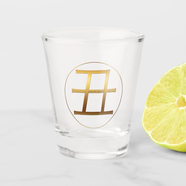 Ox Year Gold embossed effect Symbol Zodiac Shot G Shot Glass (Front)