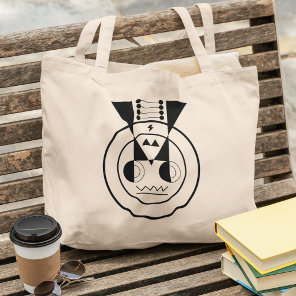 Ox Zodiac Canvas - Ushi Animal Geometry Design Large Tote Bag