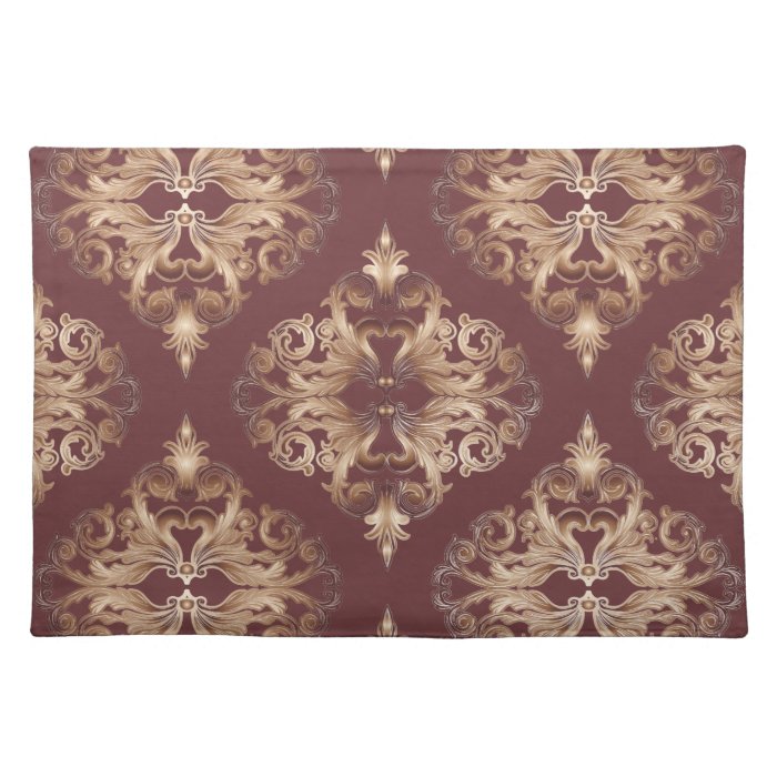 Oxblood and Copper Deluxe Damask Placemat