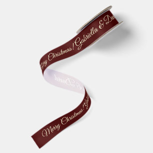 Oxblood Cream Elegant Classic Custom Christmas Satin Ribbon