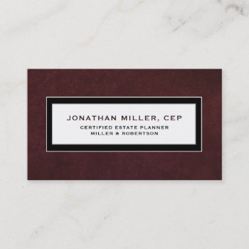 Oxblood Leather Estate Planner Business Card by kisasa_home at Zazzle